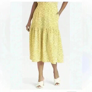 Who What Wear Yellow midi skirt